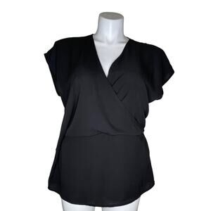 Allie Rose Faux Wrap Black Top - new